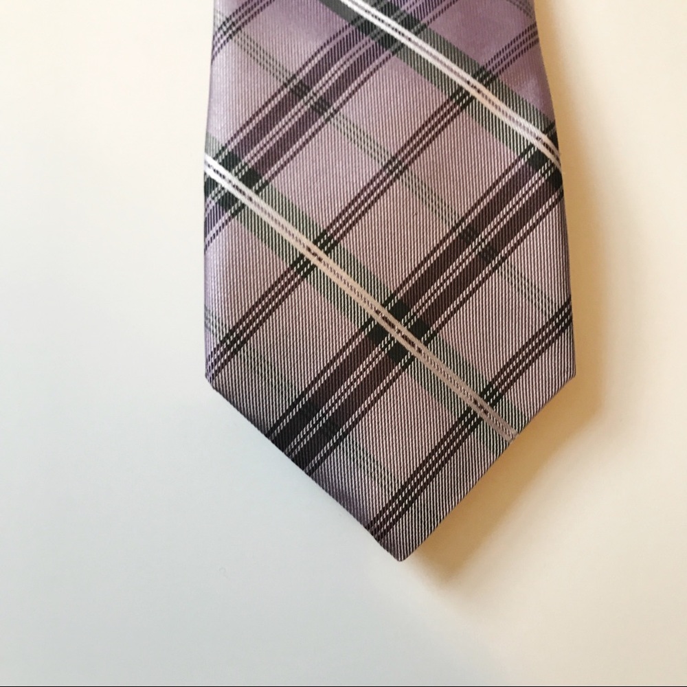 NWOT Michael Kors purple and silver plaid silk tie